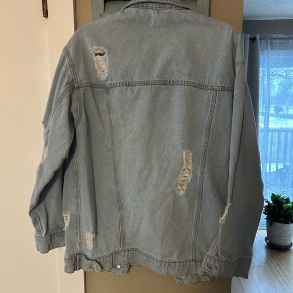 Distressed Long Jean Jacket - Picture 3 of 3